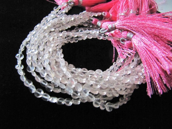 Natural Rose Quartz Faceted Coin shape briolette Beads 4.5mm Sold Per Strand 8 Inch Long 48 to 52 beads per string Wholesale Rate