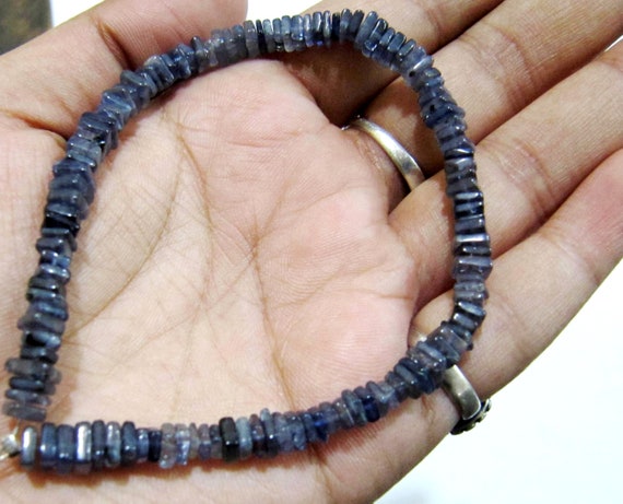 Natural Iolite  Heishi Cut Square Shape Beads 4-5mm Gemstone Beads sold per Strand 8 inch Long