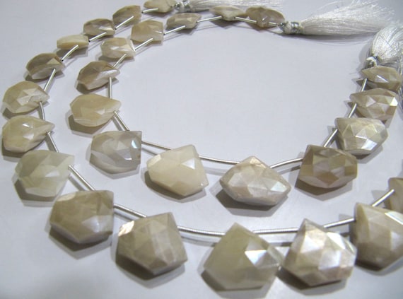 Natural White Moonstone AB Mystic Coated Diamond Shape 15-16 To 17-18mm Beads Strand 10 Inches Long Jewelry Making Beads Sold Per Strand