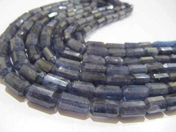 Natural Iolite Tube light shape Nugget tumbled Size 8x12mm to 9x14mm Gemstone Beads Strand 10 inch long High Quality Wholesale Prices