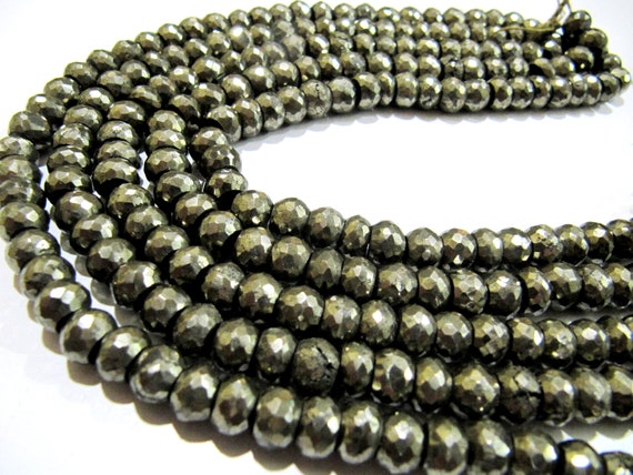 Natural Pyrite Rondelle Briolette Faceted Beads 7-8mm Top Quality Gemstone Beads Strand 8 inch Long Jewelry making gemstone beads