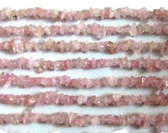 Natural Rose Quartz Irregular Chip Gravel Uncut Nugget Shape Plain 4mm To 8mm Jewelry Making Beads Strand 34 Inches Long Sold Per Strand