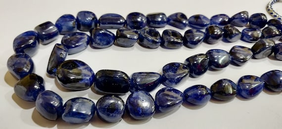 Natural Blue Sapphire Plain Smooth Nugget Tumbled Shape 12mm to 20mm Size Gemstone Beads Top Quality Wholesale Prices Choose the Strand
