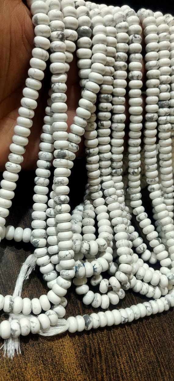 Natural Matte Howlite White Rondelle Plain Smooth 8mm Gemstone Beads Sold Per Strand 8 Inches Long