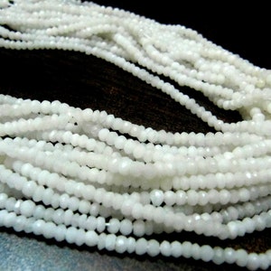 Natural White Agate Rondelle Faceted Gemstone Beads 3-4mm Strand 13 inches long High Quality Wholesale PricesJewelry making gemstone