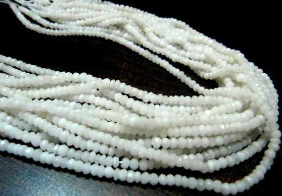 Natural White Agate Rondelle Faceted Gemstone Beads 3-4mm Strand 13 inches long High Quality Wholesale PricesJewelry making gemstone
