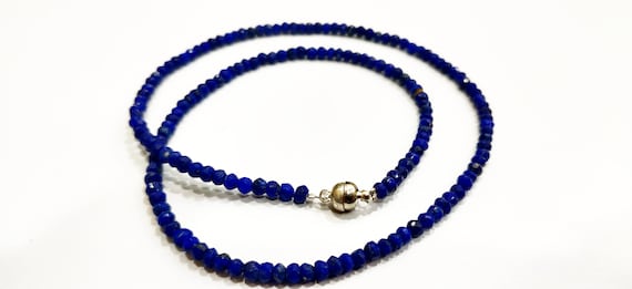 Natural Lapis Lazuli Rondelle Faceted 4mm Beads necklace With Magnetic Clasp Top Quality Wholesale prices Beaded Jewellery