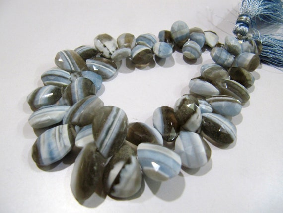Natural Boulder Opal Pear Shape Briolette Faceted Beads Size 8x14mm to 12 x16mm Sold per Strand 8inch Long Blue Opal Gemstone beads