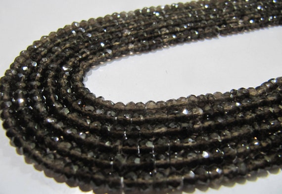Natural Smoky Quartz Rondelle Faceted Beads 3- 4 mm best Quality Beads Strand 13 inches Long Jewelry making gemstone beads