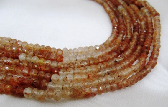 天然銅ルチルクォーツロンデルファセット4mm宝石ビーズストランド13