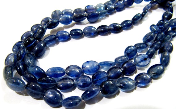 Natural Blue Sapphire Smooth Oval Shape Sapphire Beads Size 8x10mm Strand 4 inches long Precious Gemstone Beads Wholesale Prices
