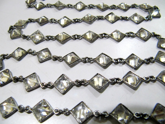 AAA Cubic Zirconia Briolette Square Shape 8mm  Bezel Connector Chain Top Quality Wholesale Price Jewelry making chain sold per foot