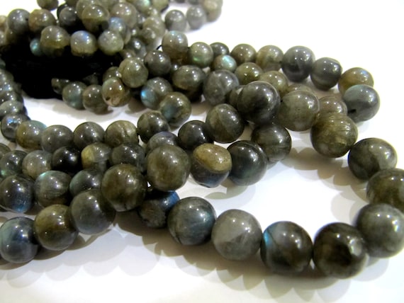 Natural Genuine Labradorite Round Ball Shape Plain Smooth Beads  Size 9-10mm Strand 8 inch long Black Rainbow Wholesale price
