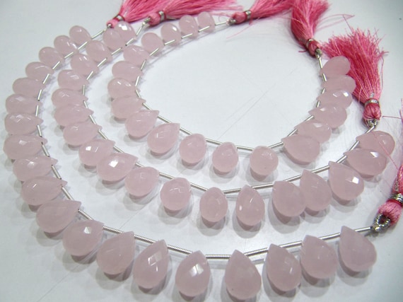 Rose Quartz  Tear Drop Shape 10x14mm Faceted Hydro Quartz Top Quality Briolette Beads Jewelry Making Beads Strand 8Inches Sold Per Strand