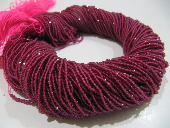 AAA Quality Natural Ruby Lab created Size 2mm Round Faceted Beads Strand 15 Inches Long , Ruby Imitation Red Color Beads For Jewelry Making