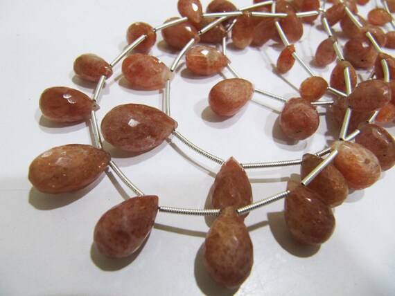 Natural Sunstone Faceted Tear Drop Briolette Beads Size Approx 6x10 To 11x16mm, Strand 8 Inches long Sunstone Gemstone wholesale Prices