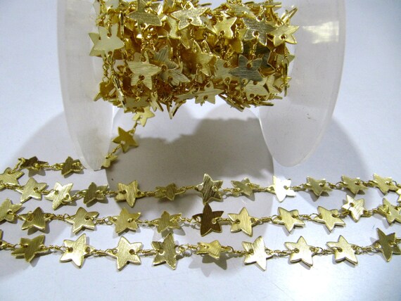 3 Feet Beautiful Metal Finding Rosary Chain Hammered Star Shape Chain 9 mm Connector Chain Sold Per Foot High Quality Wholesale Prices