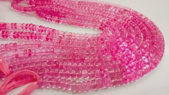 Natural Pink Topaz Rondelle Plain Smooth 6mm & 8mm Beads Sold Per Strand 8 Inches Long  Beads