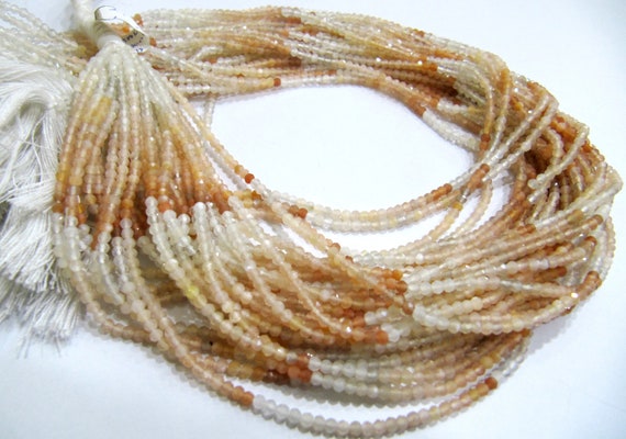 Natural Peach Moonstone 2.5mm Rondelle Micro faceted Gemstone Beads Strand 13 Inches Long Best Quality Beads