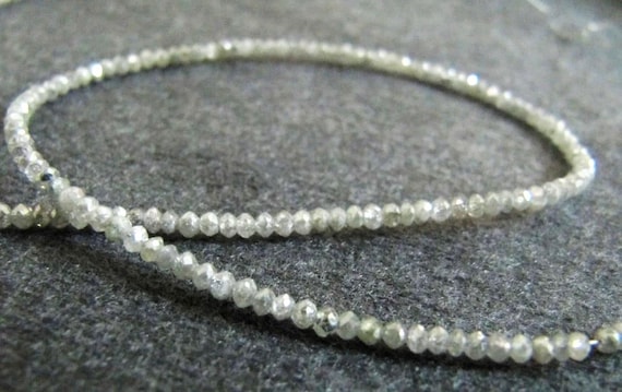 Natural Milky Ice Grey Diamond Rondelle Faceted Beads Certified Diamond beads Strand 4 inches Size 1.5mm to 2.5mm