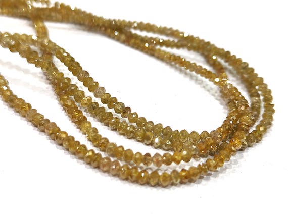 Natural Yellow Diamond Rondelle Faceted Beads Certified Diamond beads  Size 1.5mm to 3mm  CHOOSE LENGTH