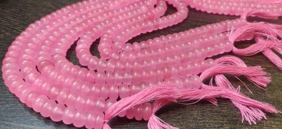 Natural Watermelon Pink Chalcedony Rondelle Plain Smooth 8mm Gemstone Beads Sold per Strand 8 inches Long Great Quality Jewelry Making Beads