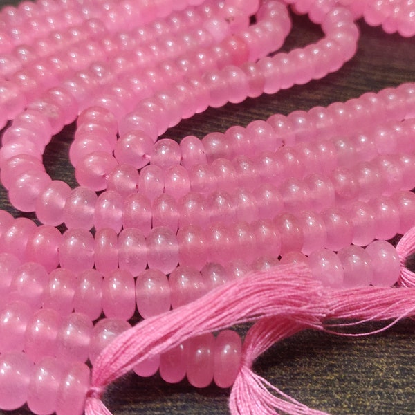 Natural Watermelon Pink Chalcedony Rondelle Plain Smooth 8mm Gemstone Beads Sold per Strand 8 inches Long Great Quality Jewelry Making Beads