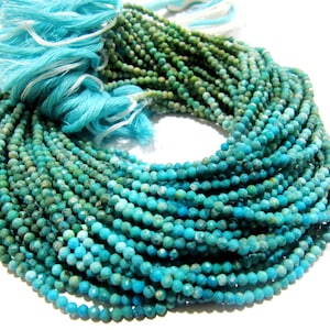 Natural Turquoise  Rondelle Faceted 3mm Beads Strand 13 inches long  Jewelry Making Turquoise Gemstone Wholesale Prices