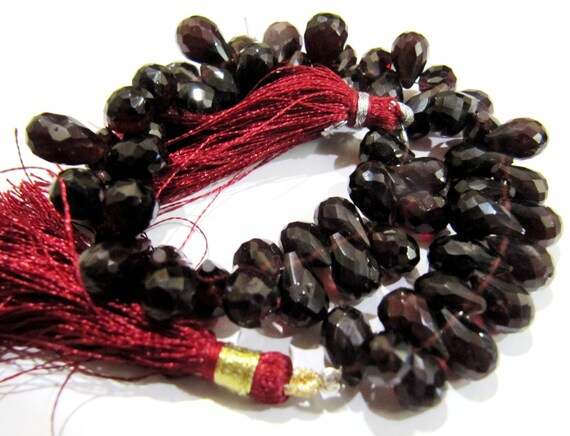 Natural Mozambique Garnet Teardrop Shape Beads Top Quality Natural Garnet Faceted Tear drop Beads  5x7mm Briolette  strand 8 inches
