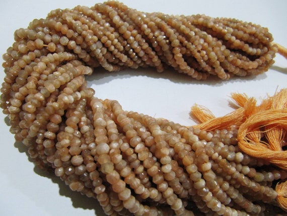 Natural Peach Moonstone Rondelle Faceted Beads 3-4mm Strand 13 inches long High Quality Beads Wholesale prices jewelry making gemstone beads