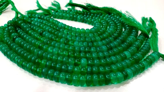 Natural Green Onyx Rondelle Plain Smooth 8mm Gemstone Beads Sold Per Strand 8 Inches Long Great Quality Beads