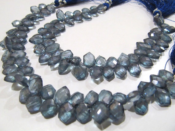 AAA Quality Natural Rock Crystal Hexagon Shape Briolette Beads, 5x9mm To 6x10mm AB Mystic Coated Blue Crystal Beads Strand 8 Inches long