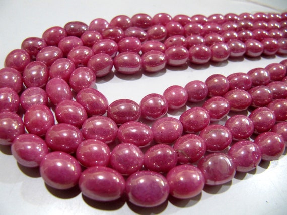 Pink Quartz Oval Plain Smooth Beads 8 to 10mm Strand 8inch long Beads Wholesale prices jewelry making  Dyed Gemstone Quartz Beads