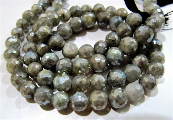 Natural Labradorite Mystic AB Coated Round Faceted 6-7mm Beads Strands 10 inches Long Top Quality Jewelry making Gemstone Beads