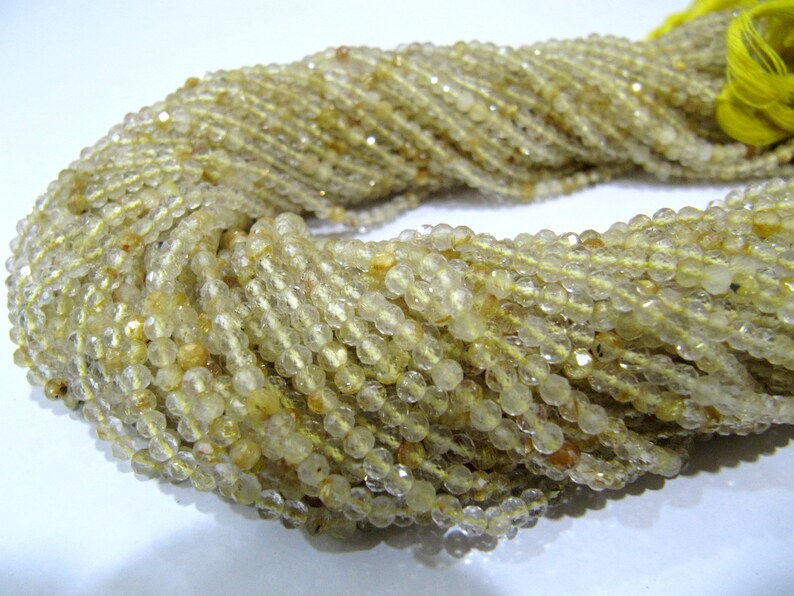 ON SALE Natural Golden Rutilated 2.5mm Rondelle Faceted Beads 13 Inches Long Semi Precious Golden Color Beads Top Quality Sold Per Strand