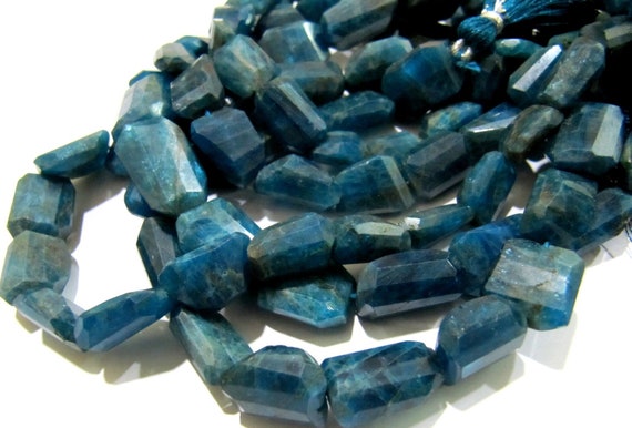 Natural Neon Apatite Laser Cut Beads / Nugget Shape Genuine Neon Apatite Beads 10x15mm to 12x17 mm / Strand 10 inch Semi Precious Gemstones