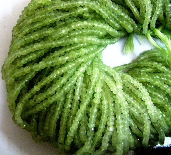 Natural Prehnite Rondelle Faceted 4mm Beads Genuine Prehnite Beads Strand 13 inches long Wholesale Prices Jewelry making beads