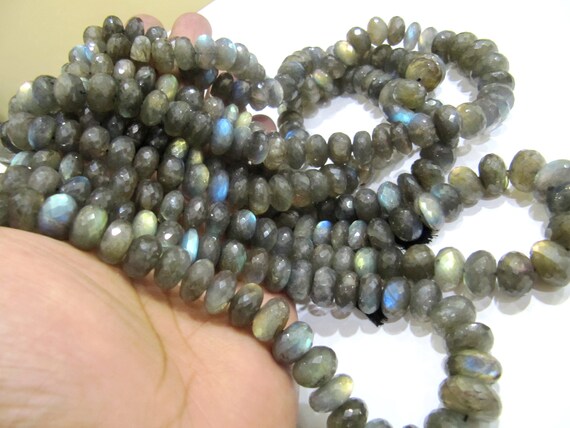 Natural Labradorite Rondelle Faceted Blue flashy 11 to 14mm Size Graduated Top Quality Beads Strand 8 Inches Long Wholesale Prices