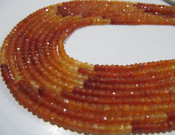 Natural Carnelian Shaded Rondelle Faceted 3-4mm Gemstone Beads Strand 14 inches long Top Quality Wholesale Prices Jewelry making gemstone