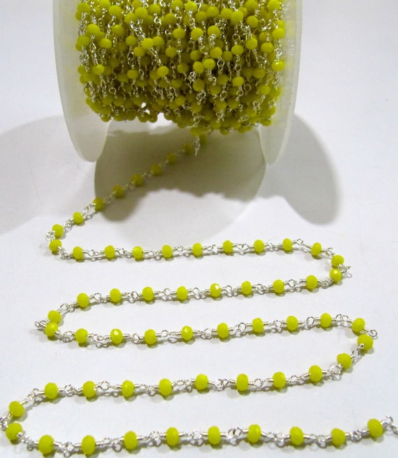 3 Ft-Yellow Chalcedony Chain Rondelle Faceted Beaded  Chain 3mm Size Hydro Quartz Bead Chain Wholesale Prices gemstone chain