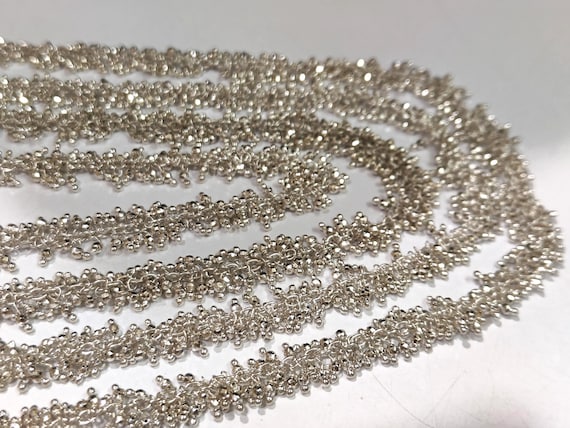 Natural Silver Pyrite Dangling Cluster Rondelle Faceted beaded  2mm beads Chain Sold Per Foot