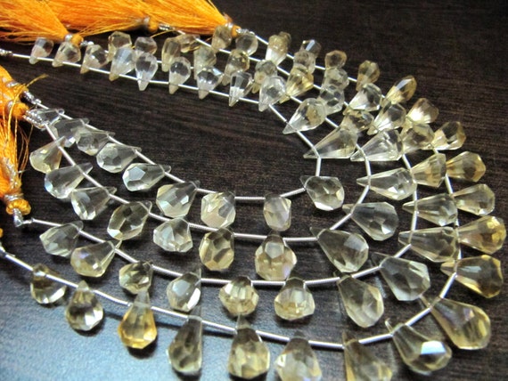 Natural Citrine Briolette Faceted Teardrop 6x10mm to 9x15mm Beads Sold per Strand 8 inches long Top Quality Beads
