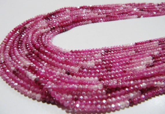 Natural Pink Shaded Moonstone Silver AB Mystic Coated Rondelle Faceted Beads 2.5mm Strand 13 inch long Top Quality Beads Wholesale prices