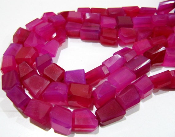 Natural Hot Pink Chalcedony Irregular Nugget Shape Laser Cut Tumbled 10mm To 12mm Beads Jewelry Making Beads Sold Per Strand 8 inch Long