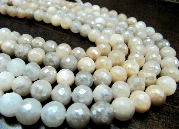 Natural Multi Moonstone Silver AB Mystic Coated Round Shape Plain Smooth  Beads 6 to 9mm Strand 10inch long top Quality Beads Wholesale