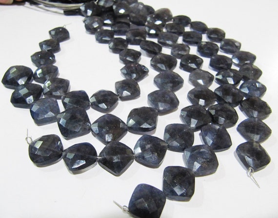 Natural Iolite Cushion Shape Beads Briolette Gemstone square shape Beads 11-12mm Strand 8 inch long Wholesale Prices