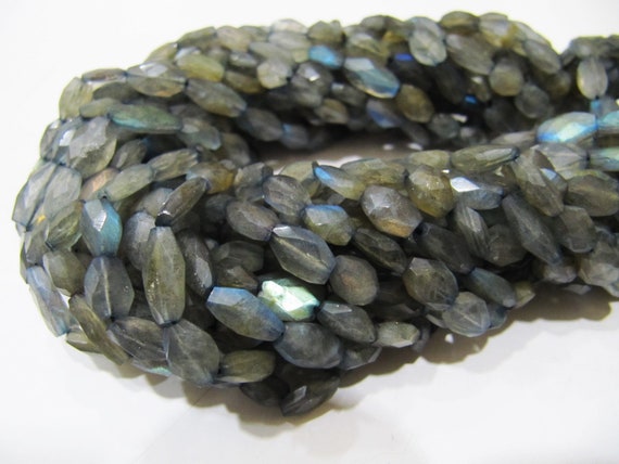 Natural Blue Flashy Labradorite Oval Faceted Beads 6x8mm to 7x10mm Genuine Black Rainbow Mani Shape Beads Strand 13 inches Long