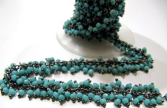 1- Foot Amazonite Grape Chain Rondelle 2mm Faceted Beaded Grape Cluster Chain Amazonite Bead Chain Wholesale Price gemstone chain