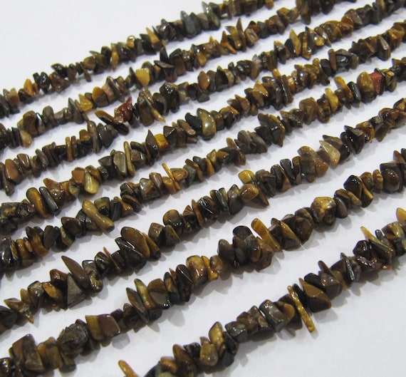 Natural Tiger Eye Irregular Chip Gravel Uncut Nugget 4mm To 8mm Brown Color Jewelry Making Beads Strand 34 Inches Long Sold Per Strand