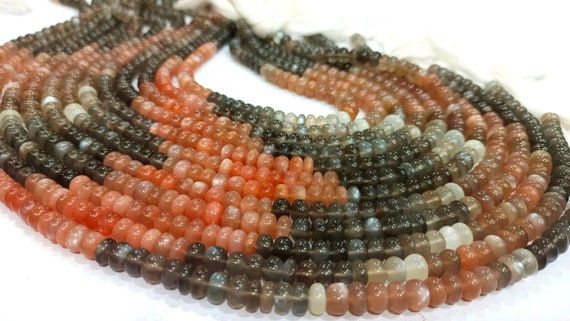 Natural Multi Moonstone Rondelle Shape Plain Smooth 9 to 12 mm Beads Sold Per Strand 7 Inches Long Great Quality African Beads